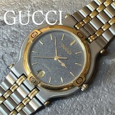 Gucci 9000M Quartz Watch Unisex Gold Silver 16cm Battery Replaced Pre-Owned
