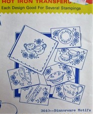 Aunt Martha's 3640 Dinnerware Motifs Kitchen Pyrex Embroidery Transfer Pattern