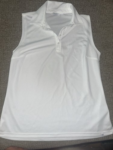 Damen Lady Hagen M Medium Golf Shirt weiß ärmellos Oberteil T9