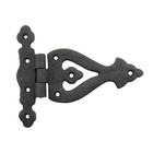 Cabinet Door Strap Hinge with Hardware 5-3/8 in. Black Rust Resistant Wrought...