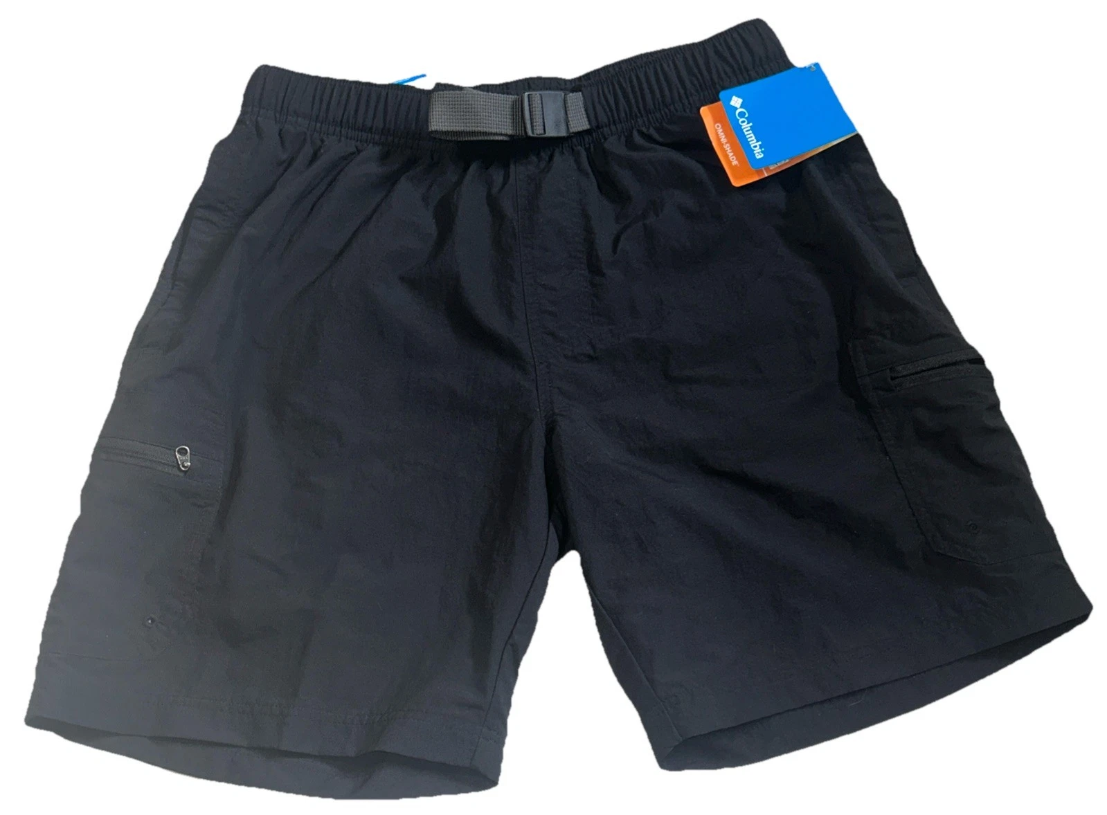 Men’s Shorts Size M Black Columbia Omni-shade Cargo W/adjustable Strap Waist