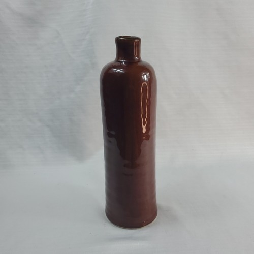 Bier-/Whiskeyflasche aus weißem Ton Steinzeug braun glasiert mit Hakengriff - Bild 2 von 5