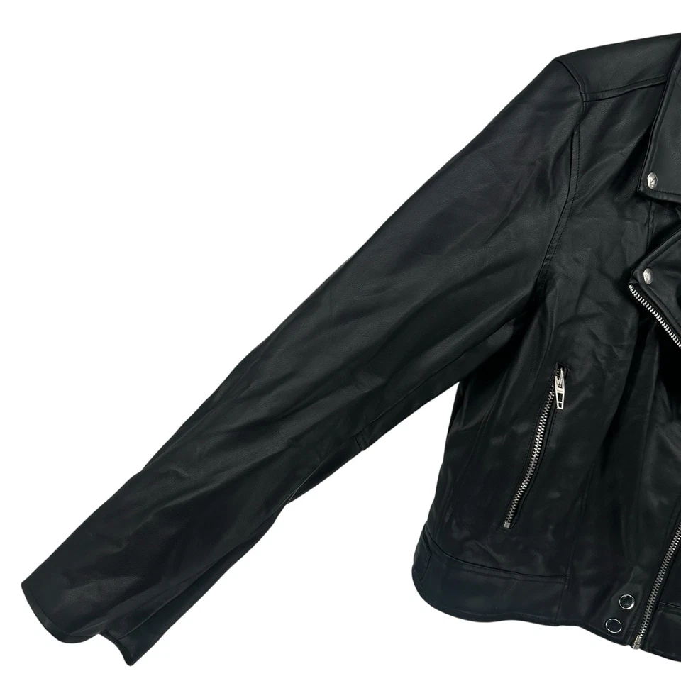 NEW BLANKNYC Denim Good Vibes Faux Leather Moto Jacket - Black - XL - Image 3 of 4