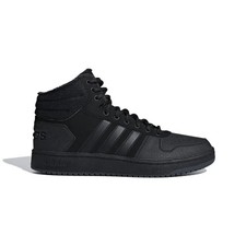 Size UK 9 - adidas Hoops 2.0 Mid Black Trainers Shoes