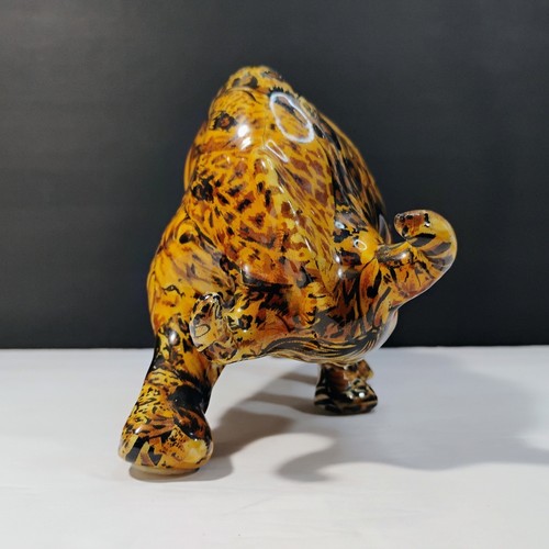 Vtg La Vie Large Safari Bull Patchwork Decoupage High Gloss Horn Figurine 11 in - Picture 3 of 14