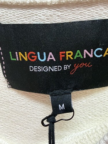 Lingua Franca Pullover Grafikdruck Rundhals bestickt Bio Baumwolle creme M - Bild 11 von 13