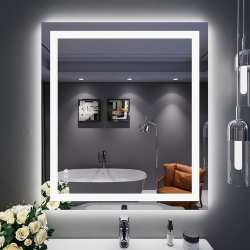Elegant 32"x36" Bathroom Mirror with Anti-Fog and Adjustable Lighting Modes - Picture 3 of 9