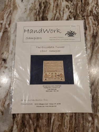 Handwork Samplers The Elizabeth Turner 1860 Sampler Cross Stitch Pattern - Picture 1 of 3