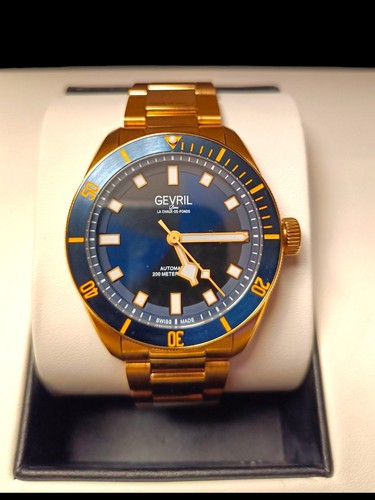 Men's Gevril Men's 48602 Yorkville Swiss Automatic Gold IP Steel Date Watch