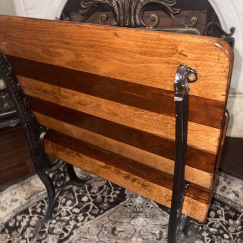 Antique Restored Cast Iron & Wood Folding Student Desk Chair BUFFALO NY No #2 - Picture 12 of 13