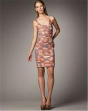 Alice + Olivia HEATHER Fitted Ruched Dress Painted Circle Print 6 US $368