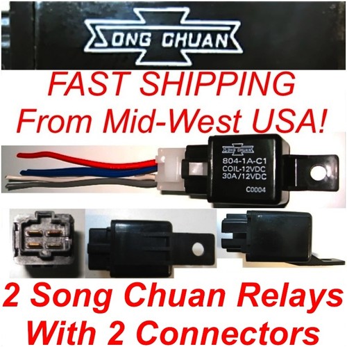 2 Song Chuan Power Relays & Connectors 804-1A-C1 30A Coil=12VDC FREE US SHIPPING - Picture 1 of 4