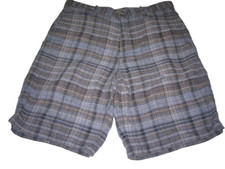 Tommy Bahama Linen Silk Blend Blue Plaid Tartan Shorts Mens size 38