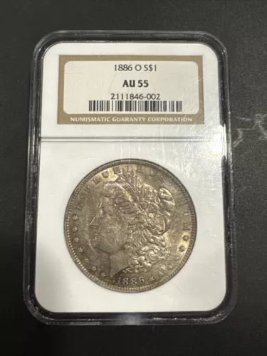 1886 O Morgan Silver Dollar AU 55 NGC