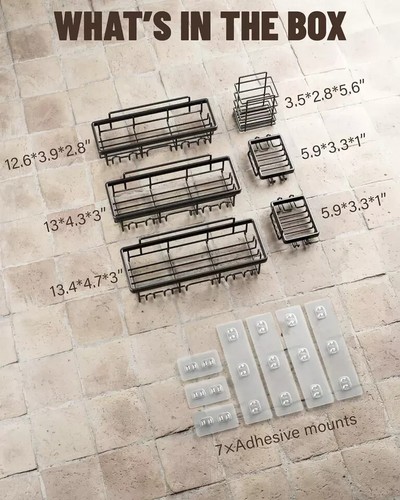 Veken Selbstklebender Duschwagen 6er-Pack Große Kapazität Badezimmer Organizer - Bild 5 von 7