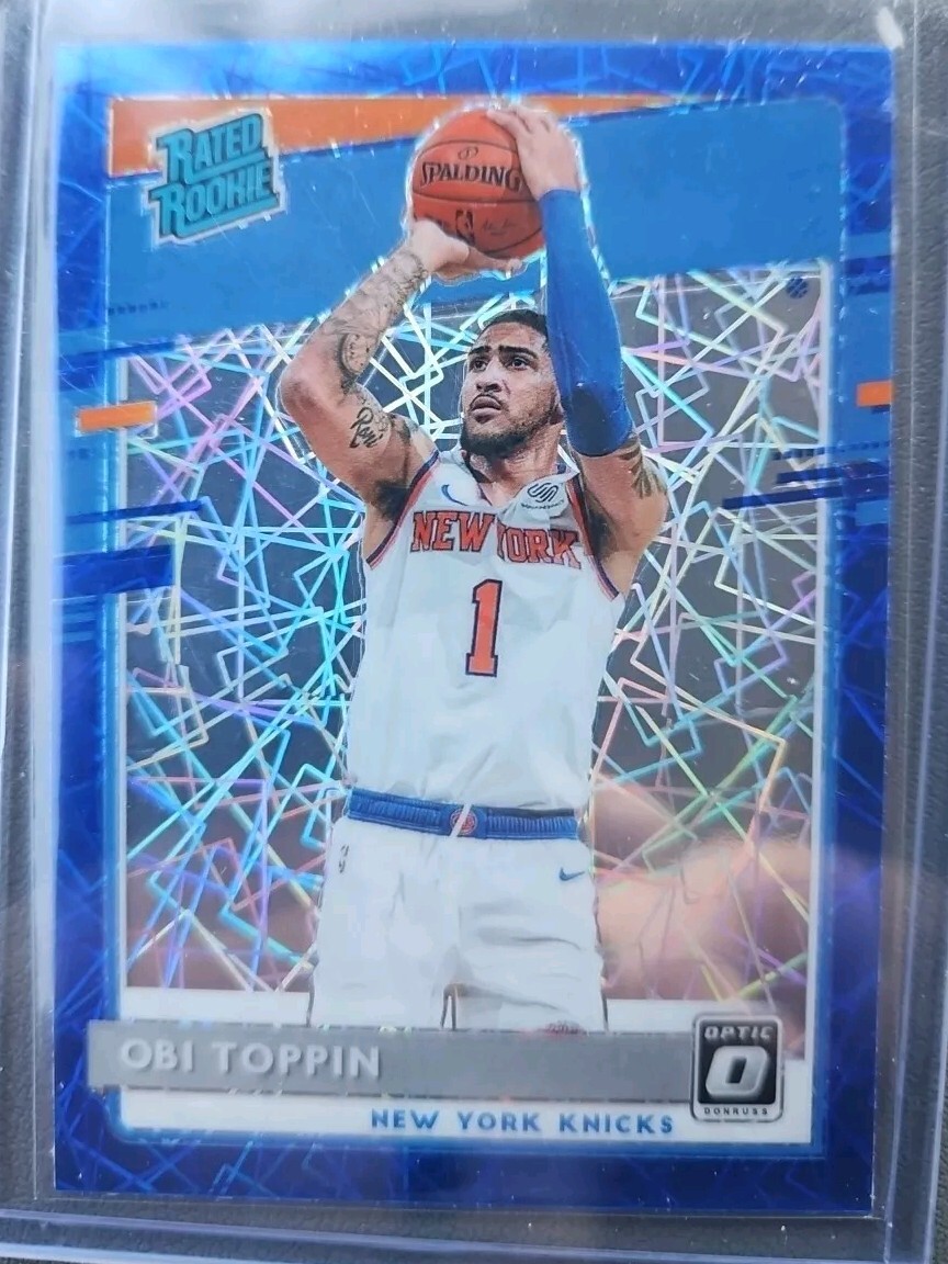 2020-21 Panini Donruss Optic Rated Blue Velocity Prizm Obi Toppin #158 Rookie RC