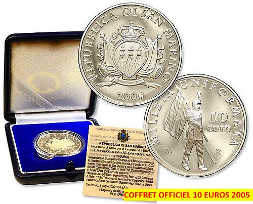 DERNIER : SAINT MARIN 2005 - MILICE EN UNIFORME - 10 EUROS COFFRET OFFICIEL - Photo 1/1