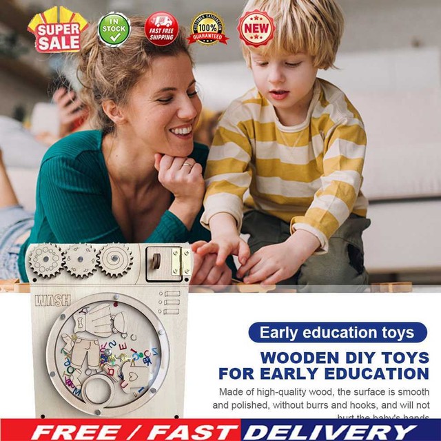 Hölzernes Aktivitäts-Erkennungsspiel DIY Kinder Montessori Busy Board (Waschmasc Hölzernes Aktivitäts-Erkennungsspiel DIY Kinder Montessori Busy Board (Waschmasc