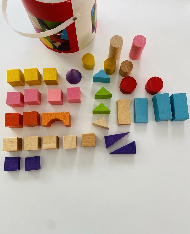 Janod Colorful Wooden Toy Blocks Cubes Construction - Image 2 of 2