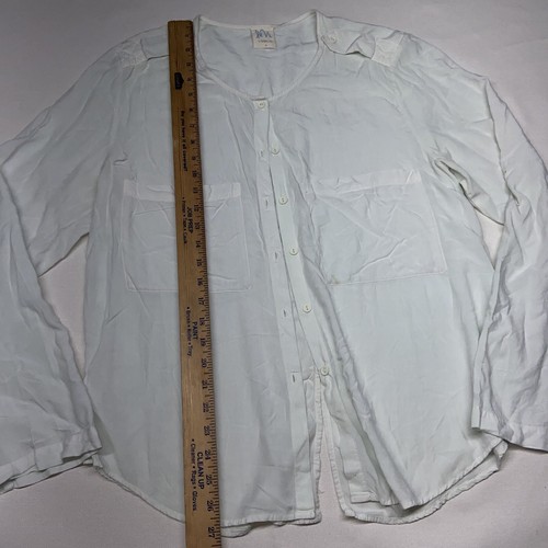 La Vi by Sam Lavi Green Long Sleeve Button Up Shirt Blouse Women Size Medium - Picture 3 of 10
