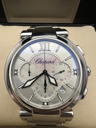 Chopard Imperiale Cronografo 40 mm mop quadrante argento 388549-3002 Carta scatola - Foto 1 di 11