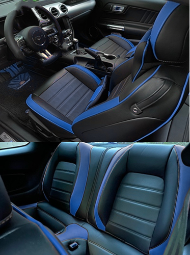 FOR 2015-2024 FORD MUSTANG COUPE MOTOPTES CUSTOM CAR SEAT LEATHER COVER FULL SET - Bild 18 von 38