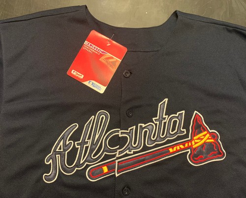 NOS Jason Heyward Atlanta Braves #22 Majestic Blue Sewn Jersey Men's Size 52 NEW - Picture 2 of 5