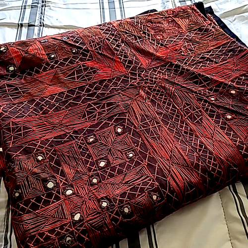 New Vintage Boho Beaded Embroidered Silk Cotton South East Asian Bed Cover Full - Picture 5 of 7