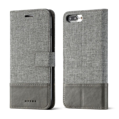 Luxury Canvas Leather Magnetic Wallet Card Flip Stand Case Cover For Cell Phones - Picture 2 of 39