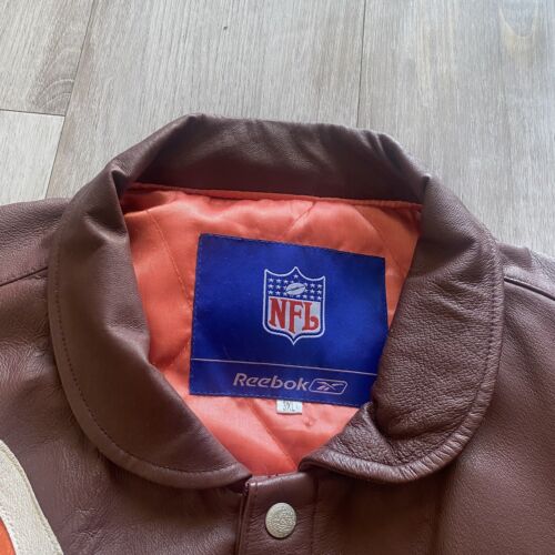 Vintage NFL Cleveland Browns Reebok Jeff Hamilton Leather Jacket Size 3XL XXXL - Picture 2 of 18