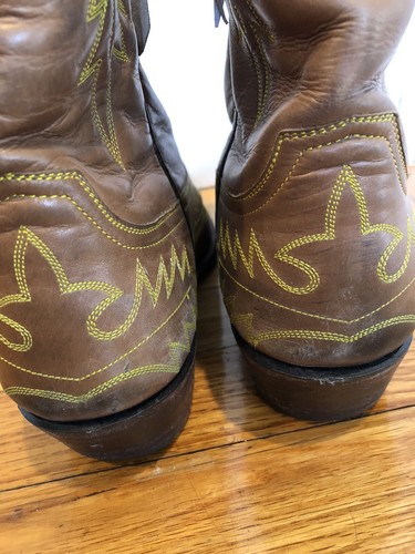 Stallion Hand Made Blue Butterfly Camel Color Vintage Cowboy Boots Women’s Sz 9 - Picture 6 of 12