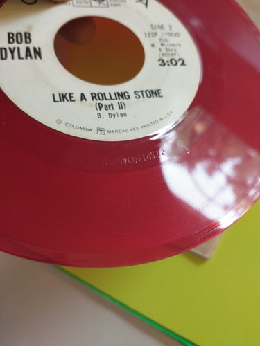 Bob Dylan "Like A Rolling Stone - (Part 1 & 2)" PROMO Red Vinyl 45 RARE 1965 1 D - Picture 4 of 8