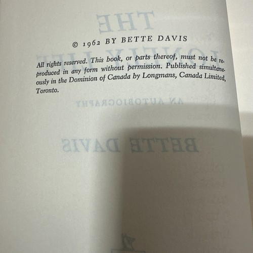 THE LONELY LIFE by Bette Davis (Hardcover, DJ 1962) Book Club Edition - Foto 6 di 6
