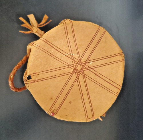 Vintage 70er Jahre kleine runde Leder Trommel Geldbörse mit Kamel Palme - Bild 7 von 12