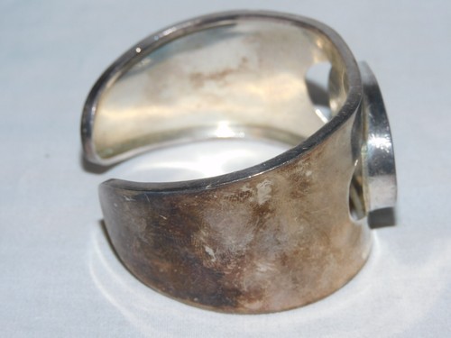PULSERA BRAZALETE VINTAGE MEXICO ATI ESTERLINA - PIEDRA BLANCA - 39,1 GRAMOS - Imagen 4 de 6