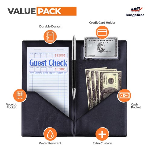 Budgetizer 40 Pack Cheques Presentadores para Restaurantes - Negro con Dorado "Gracias - Imagen 2 de 5