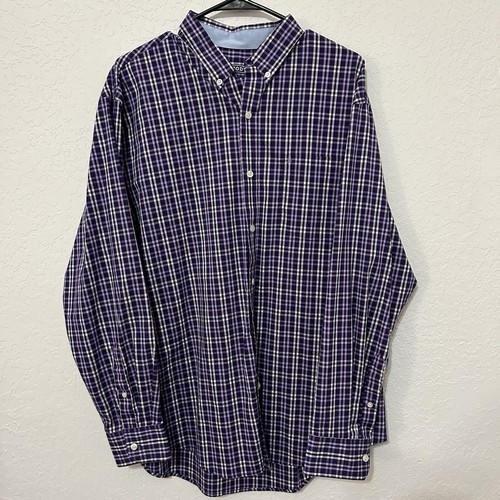 Izod Men’s Large Non Iron Stretch Button Up Shirt Purple  - Picture 1 of 4