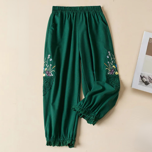 Bestickte Damen-Hausschuhe geschnittene Hose Mädchenhose Retro japanisch - Bild 10 von 15