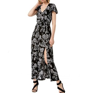 INC-NEW-Women-039-s-Floral-Print-V-Neck-Smocked-Waist-Side-Slit-Maxi-Dress-TEDO