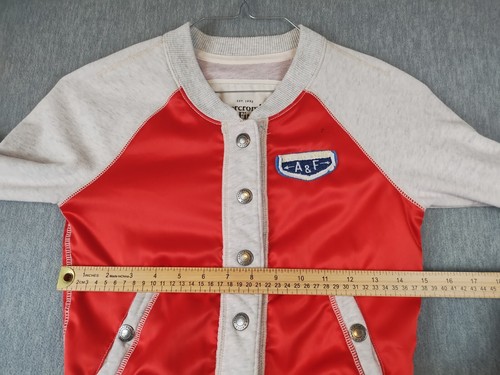 Abercrombie & Fitch Jacket Cropped Youth Size XS Red Gray Snap Button Stretch - Picture 21 of 23