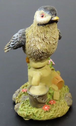 Blue Tit Bird 4.5" Resin Figurine Sitting on Pump & Bucket - Picture 3 of 5