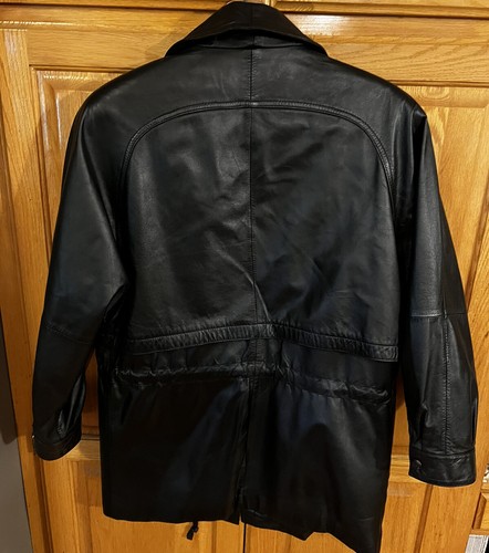 WILSONS BLACK LEATHER MID LENGTH JACKET SZ M Preowned - Picture 2 of 12