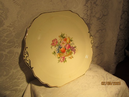 Vintage Bakerite Fruit & Flowers 12" by 10 3/4" Plate Made in USA - Picture 1 of 8