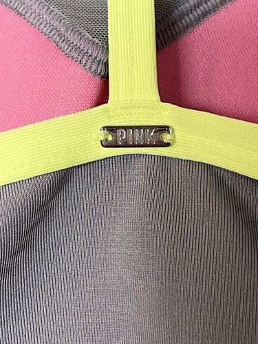 Victoria’s Secret Pink Active Ultimate Push-Up Corset Sports Bra Gray/Yellow SzM - Picture 5 of 11