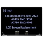 for MacBook Pro 16" A2485 A2780 2021 2023 LCD Screen EMC 3651 8103 Silver Gray