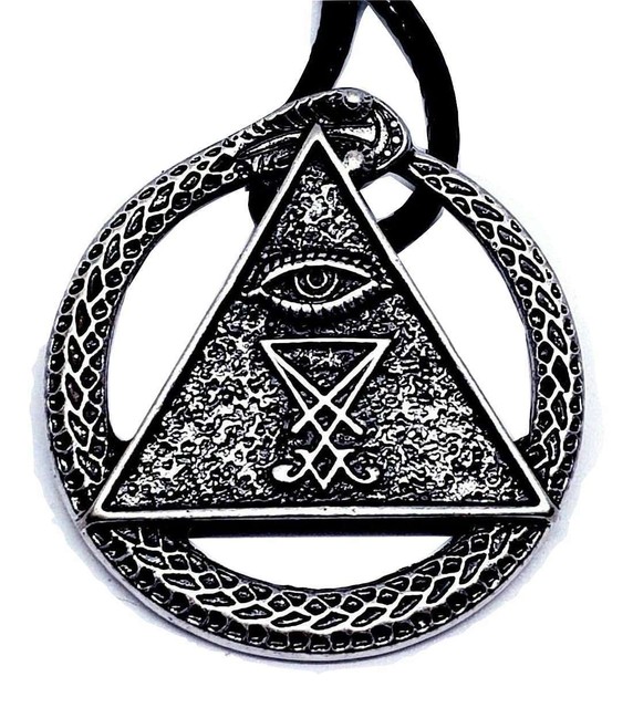Ouroboros Pendant Sigil Of Satan Lucifer All Seeing Eye Angel Occult Necklace For - All Seeing Eye Pendant
