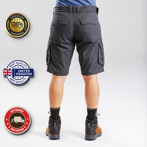 Mens Big Size Cargo Combat Shorts 100% Cotton With Belt Travel Trekking Shorts - Picture 7 of 12