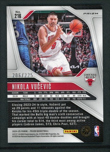 2024-25 NIKOLA VUCEVIC 206/225 PANINI PRIZM RED - Picture 2 of 2