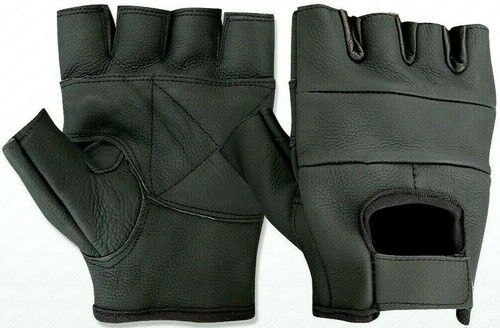 Schwarze halbfinger gepolsterte Busfahrer Handschuhe befestigen | TOP Grip für Lenkrad - Bild 5 von 5