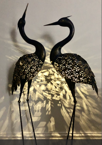Hand Crafted Metal Solar Swan Solar Crane Garden Animal Ornament Sculpture Gift - Picture 7 of 15